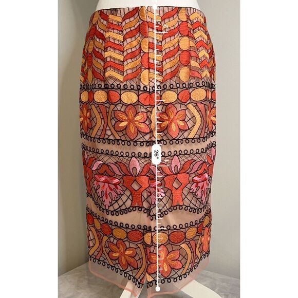 ECI New York Women’s All Over Embroidery Midi Length Skirt 10 - Picture 4 of 7